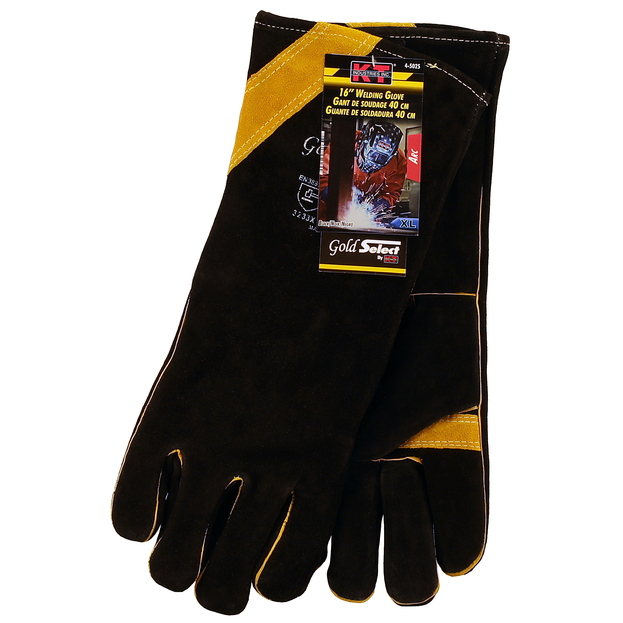 K-T Industries BLACK/GOLD WELDING GLOVE 16" Length
